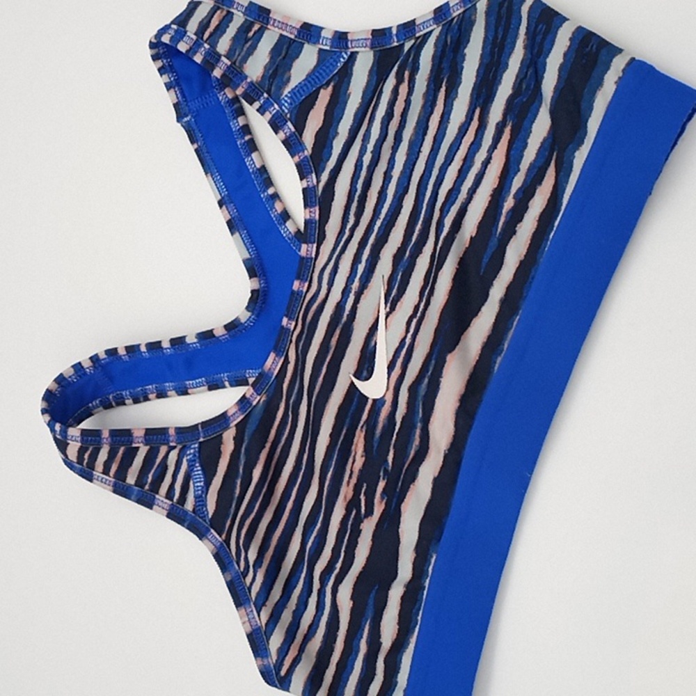 Nike Zebra Print Dri-Fit Swoosh Unpadded Sports Bra Blue XS